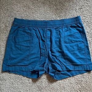 Blue Linen Blend Casual Shorts